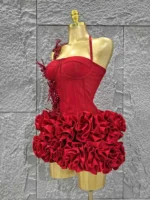 Christmas Style Women Sexy Strapless Florlas 2 PIeces Bodycon - Image 3