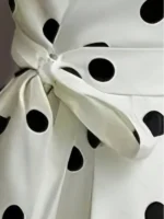 Women's V-Neck Sleeveless Polka Dot Wrap Dress with Waist Tie - Image 3