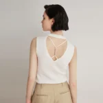 BC-04 Summer Thin Women's luxury Brand Clothes High Quality Silk Merino Sweater Wool Knitted Vest For Ladies - Image 2