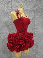 Christmas Style Women Sexy Strapless Florlas 2 PIeces Bodycon - Image 4
