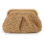 Straw Purse For Women Cloud Dumpling Pouch Straw Crossbody
