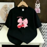 Women's Casual T-Shirt Cute Bow Print Loose Short Sleeve Tee Summer Fashion Tops New Sweet Clothes - Image 3