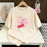 Women's Casual T-Shirt Cute Bow Print Loose Short Sleeve Tee Summer Fashion Tops New Sweet Clothes - Image 5