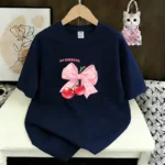 Women's Casual T-Shirt Cute Bow Print Loose Short Sleeve Tee Summer Fashion Tops New Sweet Clothes - Image 4