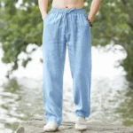 Men's Beach Pants Joggers Streetwear Cotton Linen Sweatpants Casual Pants - Image 4