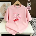Women's Casual T-Shirt Cute Bow Print Loose Short Sleeve Tee Summer Fashion Tops New Sweet Clothes - Image 2