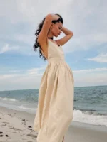 Bornladies Spring Summer Beach Style Women Dress Vintage