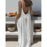 New Arrival Women's Strapless Backless Long Loose Home Dress Comfortable Sleepwear Casual Maxi Dress - Image 2