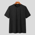 Summer Men's Clothing Light Luxury T Shirt Leisure Long Sleeve O Neck Drapped Solid Color Loose Basic Shirt Popular Knitwear - Image 5