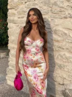 Suninheart Summer Spaghetti Strap Floral Print Party Dresses Elegant - Image 2