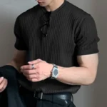 Summer Men's Clothing Light Luxury T Shirt Leisure Long Sleeve O Neck Drapped Solid Color Loose Basic Shirt Popular Knitwear - Image 2