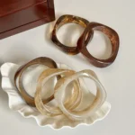 Exaggerated Polygonal Translucent Crude Thick Bangles for - Image 4