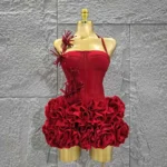 Christmas Style Women Sexy Strapless Florlas 2 PIeces Bodycon